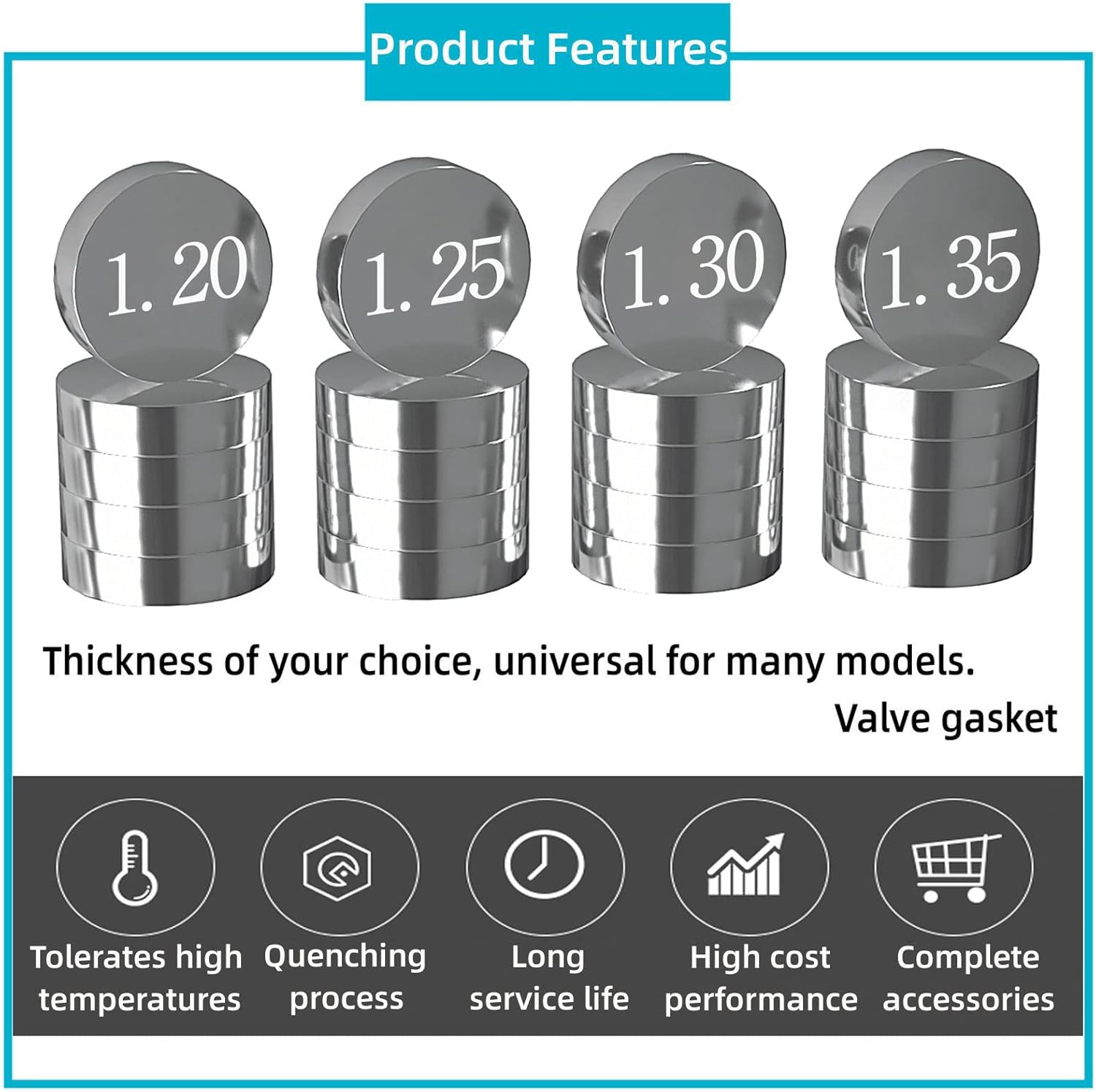 9.48mm O.D. 1.20mm-4mm Thick Adjustable Valve Shim Kit for Suzuki LT-Z400 QuadSport Z 2003-2012 / LTR450Z LT-R450 QuadRacer 2006-2011 / YFZ450R YZ250FX YZF-R1 WR250F/Kawasaki KFX400 (208PCS)
