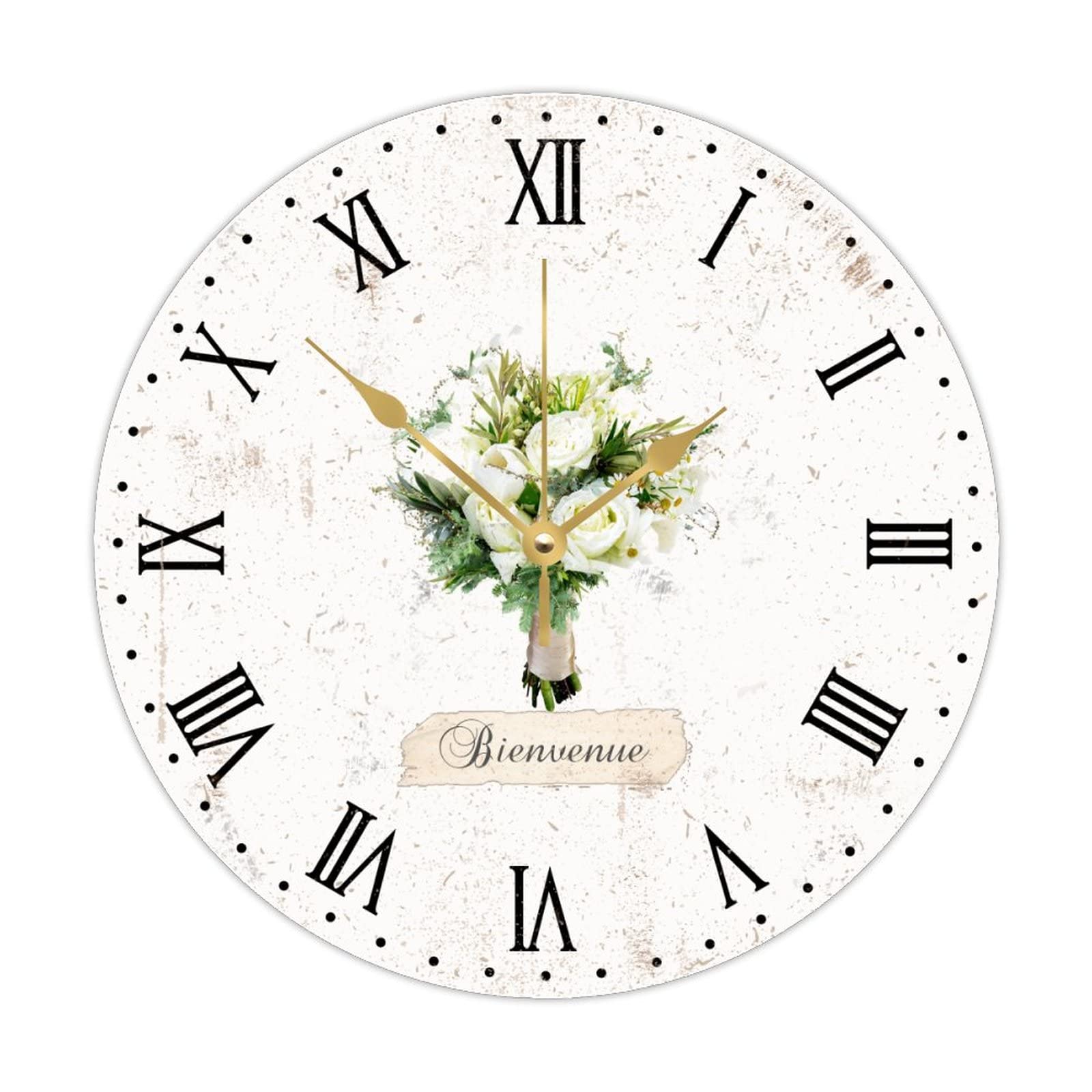 Horloge murale vintage en bois fleurie pour sublimer la décoration de votre salon branché