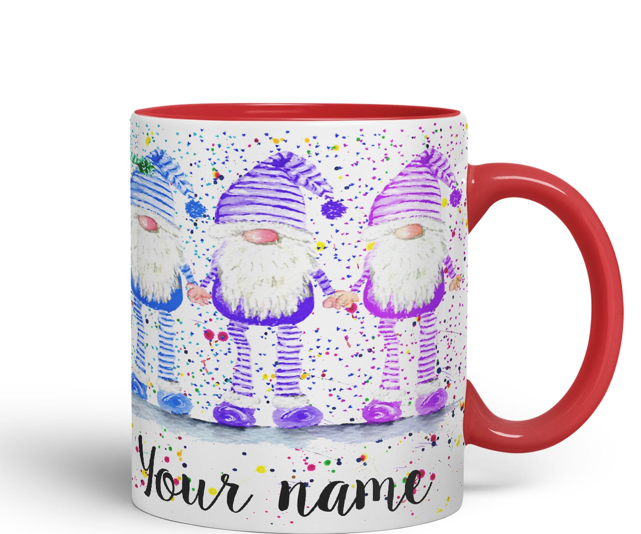 Vixar Taza De Cerámica Personalizada Con Tu Texto Rainbow Gonk Acuarela Arte Colorido Taza Regalo 330ml 11oz Personalizado Trabajo Oficina Té Café (rojo