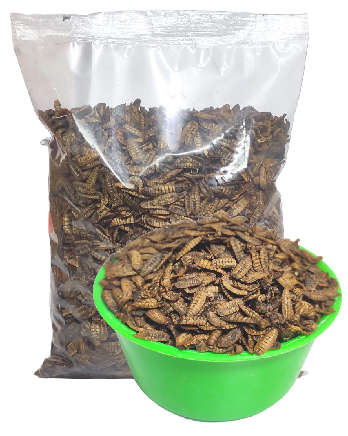 Grow BasketBlack Soldier Fly Dry Flakes BSF for Aquarium Reptiles Protein-Rich for Fastest Growth, Enhanced Color, Daily Protein Diet 10000+ Flake Arowana Oscar Cat Pond Small Fish Improve Immune breeding (500)