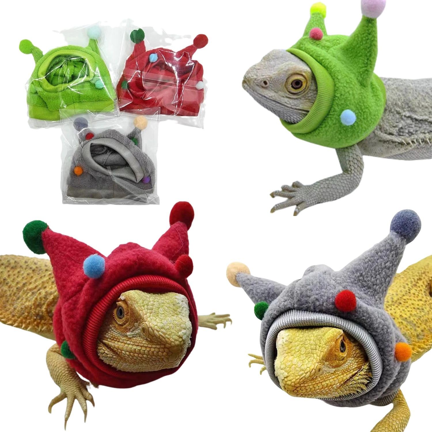 Small Pet Hat CQJ Bearded Dragon Funny Hat - Bullhorn Ball Cap For Lizards,  Snakes, Small Pets (Green) Lizard Costume Hat