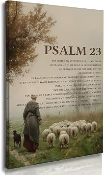Nitelat Christian Bible Verses Wall Art, Psalm 23 Canvas Wall Art Decor for Home Bedroom Living Room Church, Farmhouse Rustic Religious Scripture Canvas Pictures Decor, 11x15 Inch