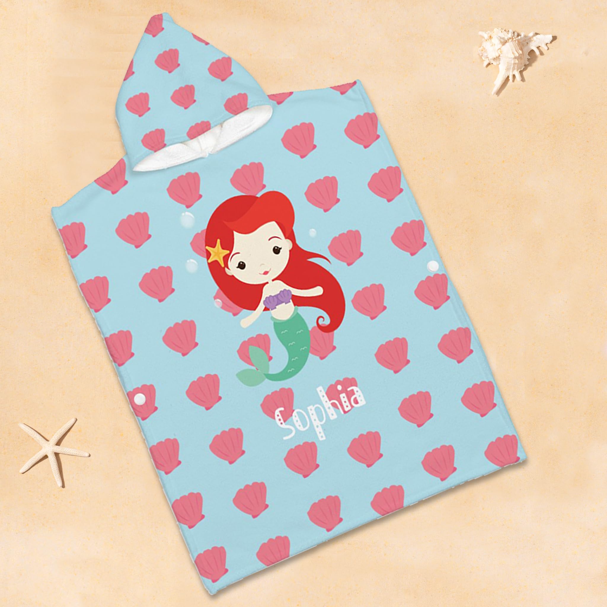 Poncho Bagno Bimbi DIKOS - 2 In 1 Asciugamano E Cappuccio Coniglio, 100% Cotone Bio, Rosa Antico, Fino A 140cm - Foto 7