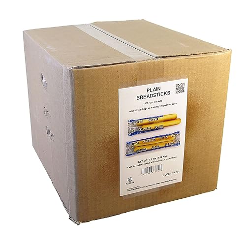 Miniatura 14 de Clown Global Brands Palitos de pan surtidos Lisos, sésamo, cebolla, ajo Estuche de 500 unidades Dos palitos de pan por paquete envuelto