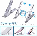 Support pour ordinateur portable pour bureau, Arae Support en aluminium portable ergonomique réglable, support d'ordinateur pliable 6 Riser pour ordinateur portable antidérapant Angles Compatible avec les ordinateurs portables de 9-15.6 pouces (Sliver)