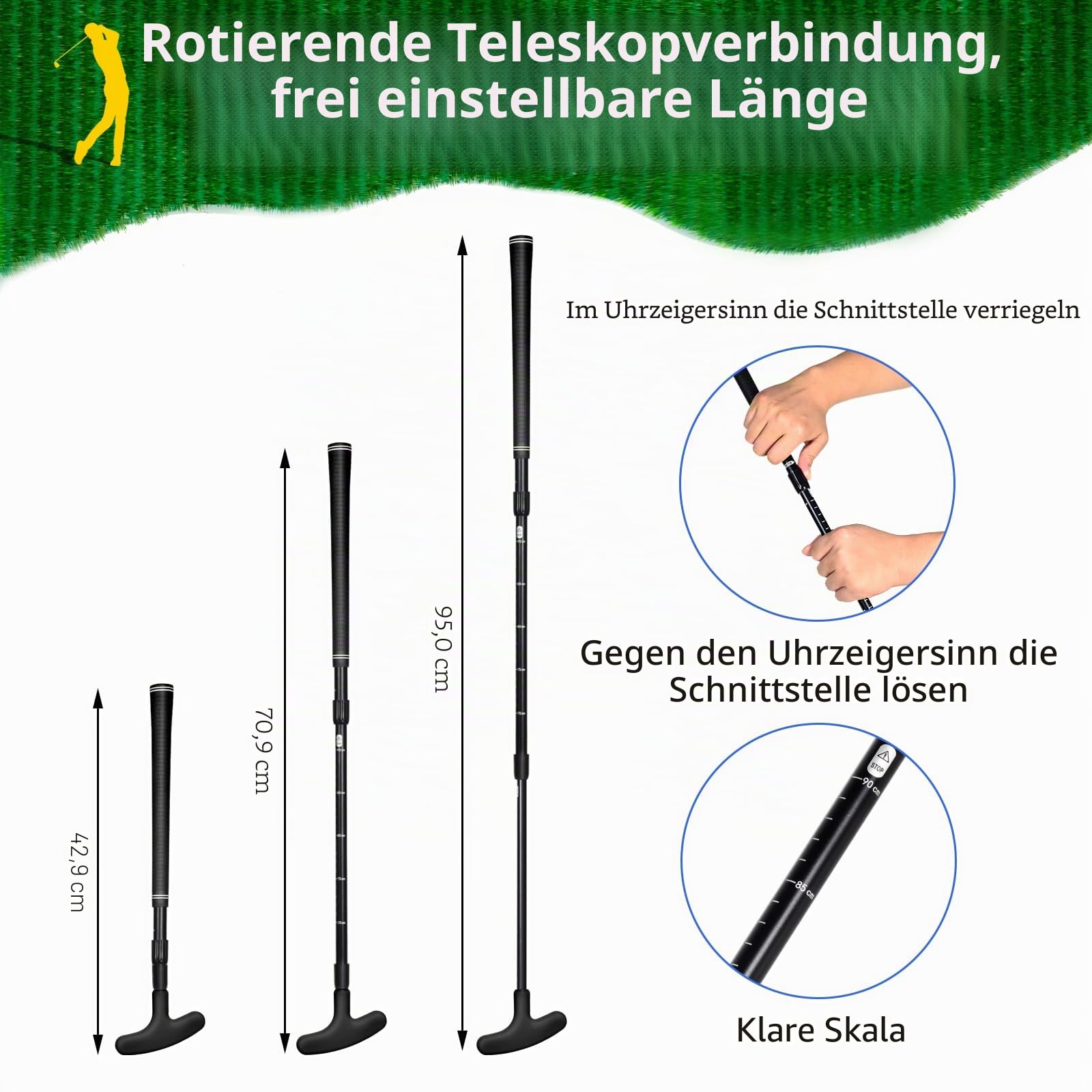 Golfschläger Set,mini Golf Set-Left/Right Handed inklusive Putter und Golfball,Ausziehbare Schubstange aus Aluminiumlegierung für Anfänger,Outdoor &Indoor