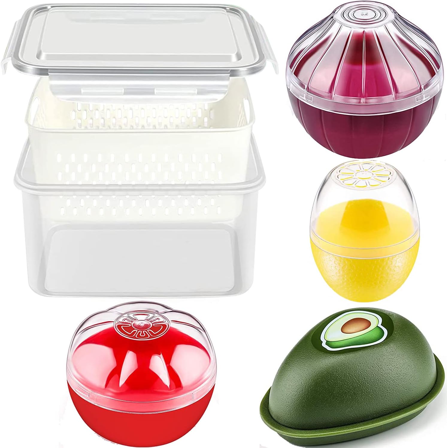 5 Pack Fruit Vegetable Storage Containers for Fridge, Berry