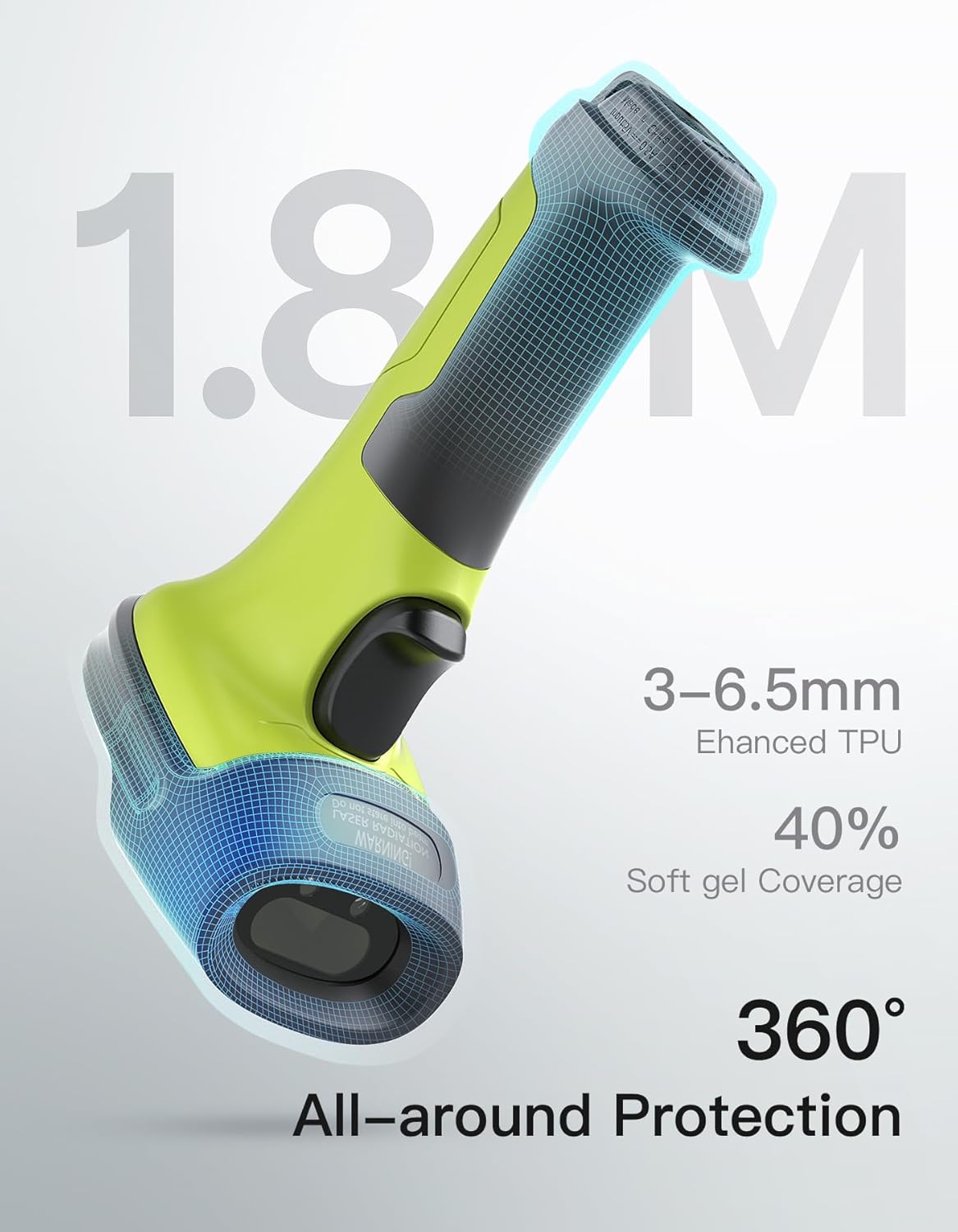 Inateck 2D Barcode Scanner, Wireless Bluetooth QR Code Scanner with AI APP & SDK, 180-Day Battery Life, Fast & Accurate Scanning, Compatible with iOS/Android/Windows