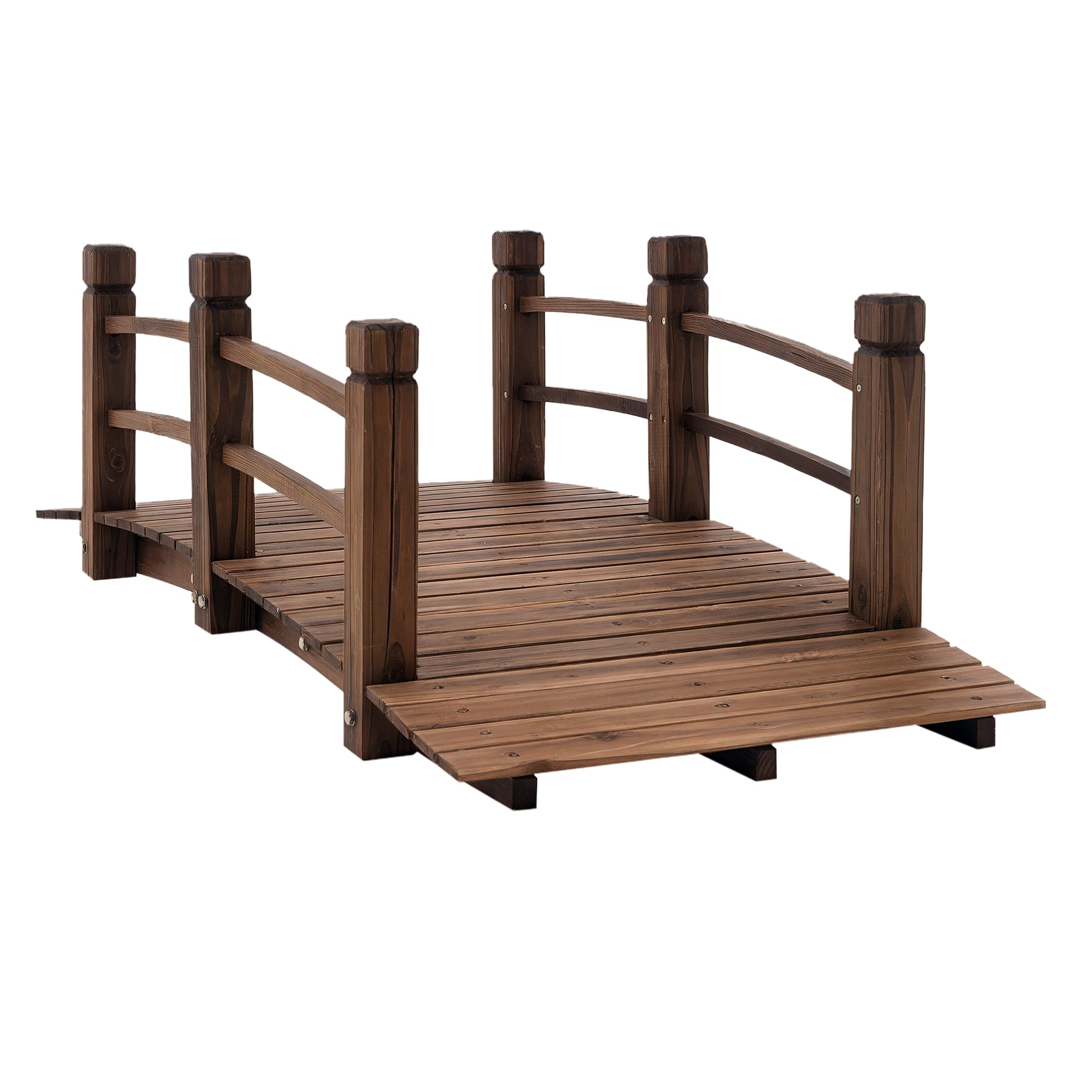 Amazon.com : Outsunny Fir Wood Garden Bridge Arc Walkway with Side