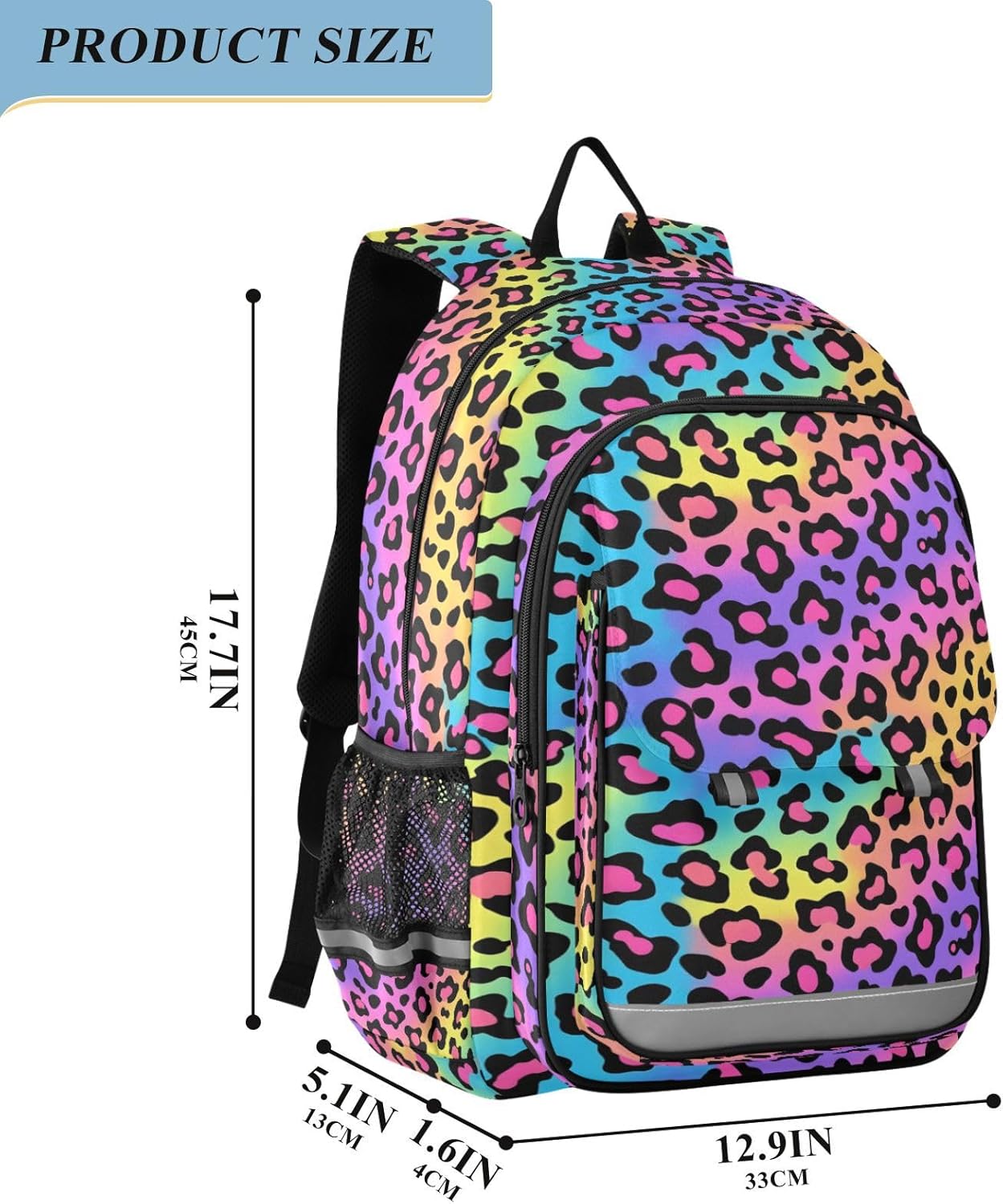 ALAZA Rainbow Leopard Print Neon Cheetah Laptop Backpack Purse for Women Men Travel Bag Casual Daypack with Compartment & Multiple Pockets