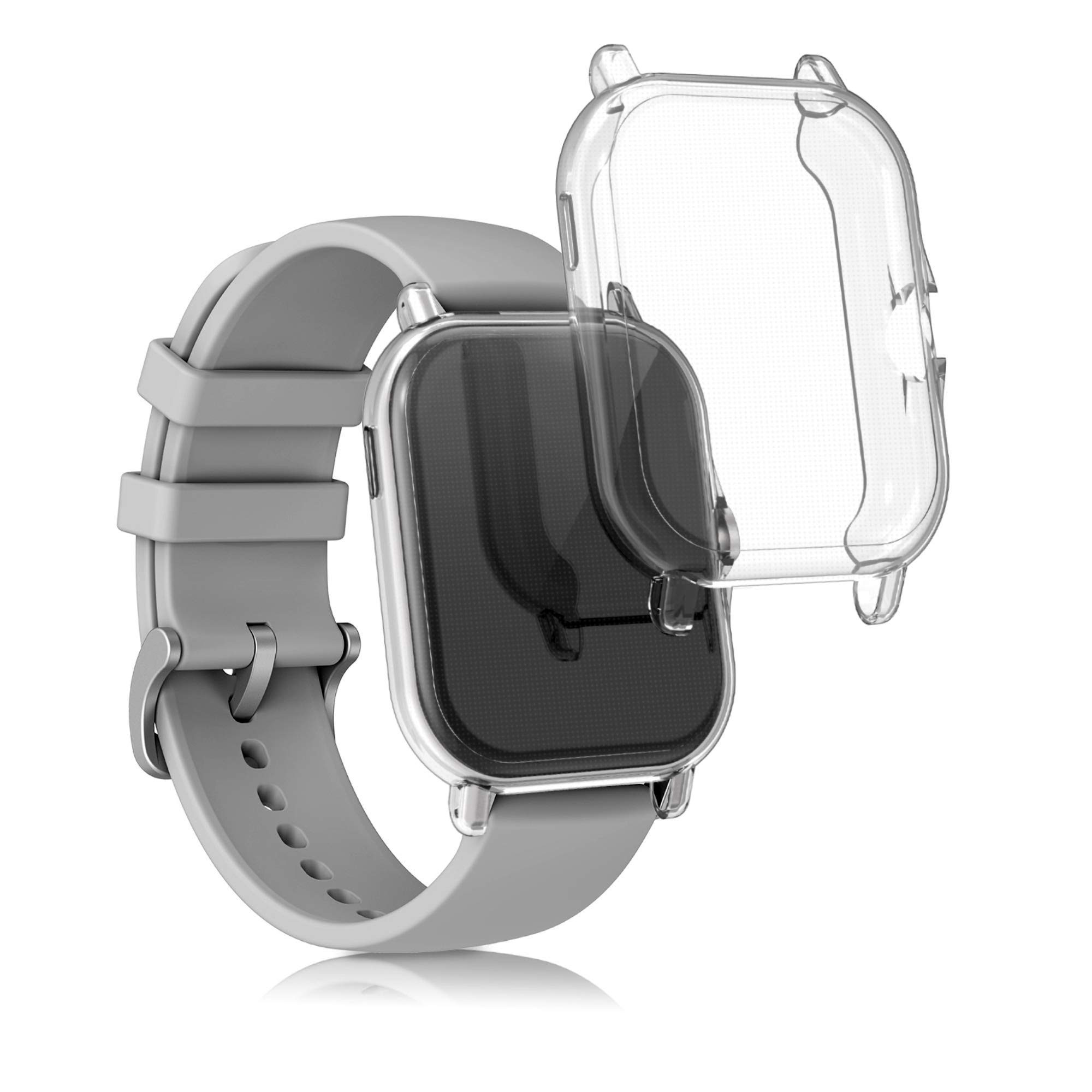 kwmobile Etui kompatybilne z Huami Amazfit GTS 3 / GTS 2 / GTS 2e, 2 x silikonowe etui na monitor aktywności z TPU, przezroczyste