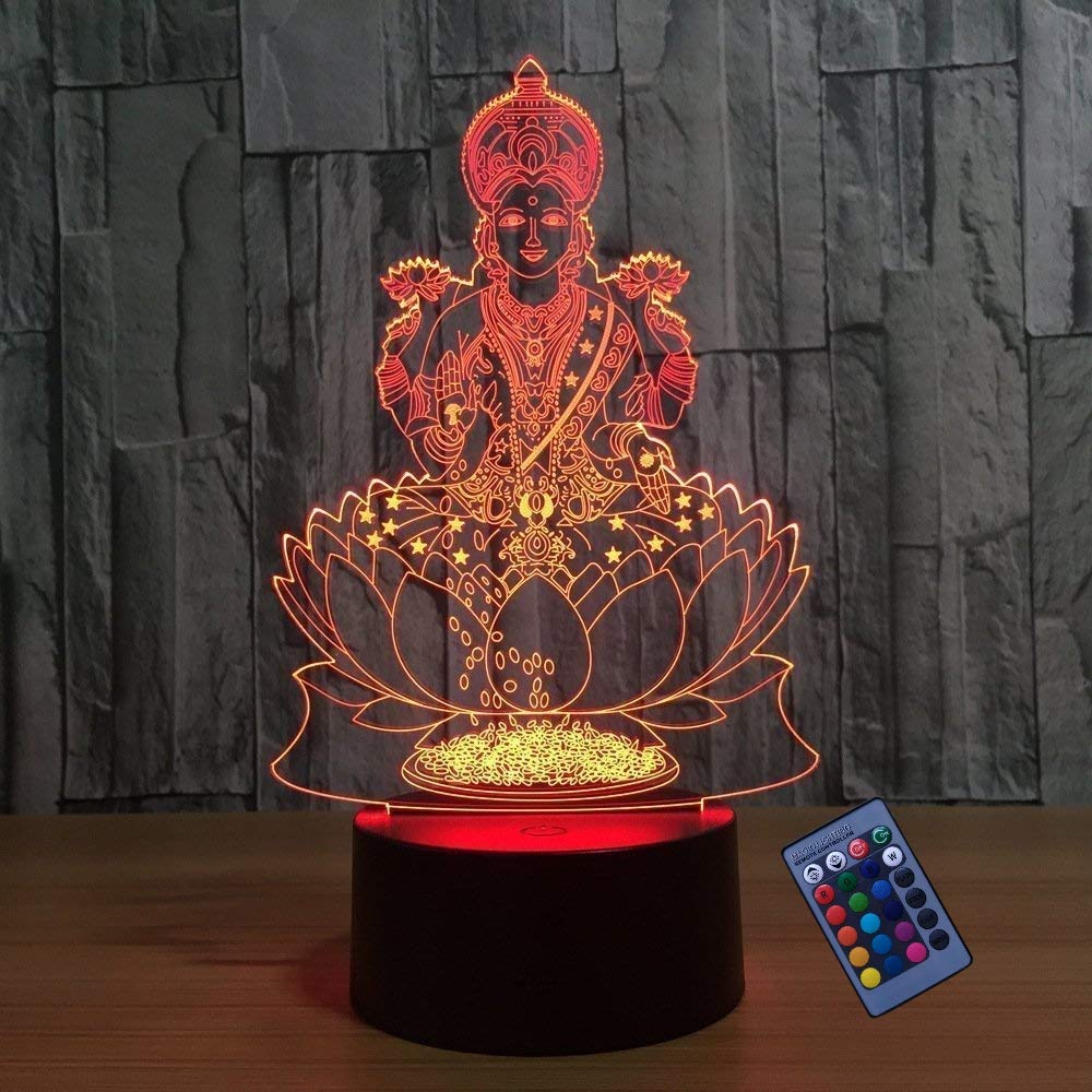 YTDZLTD Optical Illusion 3D Buddha Statue Night Light 16 Colors Changing USB Power Remote Control Touch Switch Decor Lamp LED Table Desk Lamp Brithday Children Kids Christmas Xmas Gift