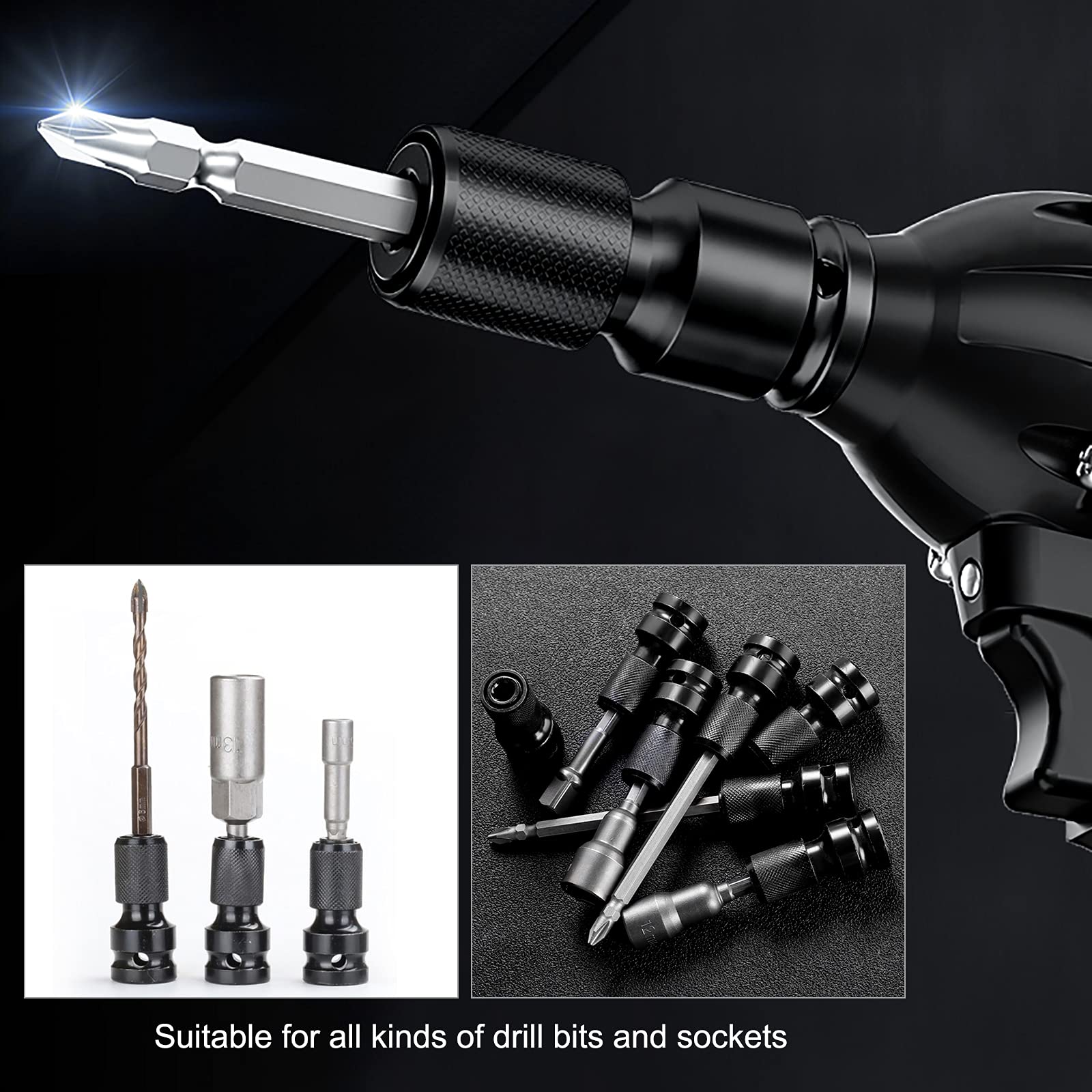 2 Stück Schlagschrauber Bit Adapter – 1/2" Auf 1/4" Zoll, Aus Chrom-Vanadium-Stahl, Für Schraubendreher & Steckschlüssel