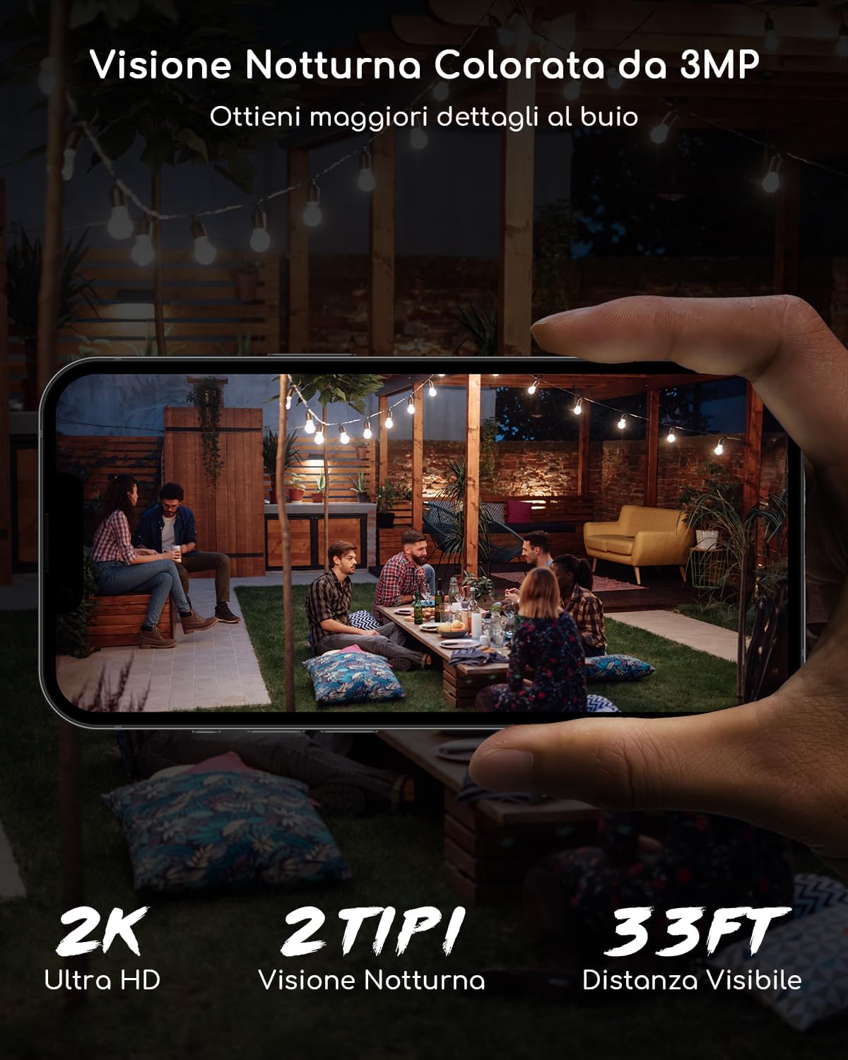 COOAU Q02 camera color night vision displayed on a smartphone