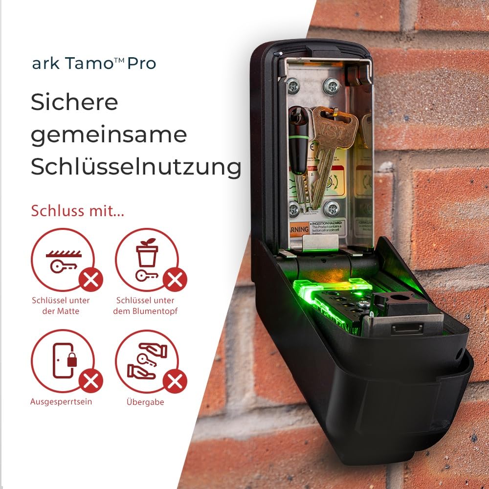 Ark Tamo Pro Schlüsseltresor mit Zahlencode - Schlüsselsafe Aussen - Police Preferred Schlüsseltresor Außen - Schlüsselbox 9,7 Mio. Code-Kombination - ideal für Home, Airbnb und Commercial