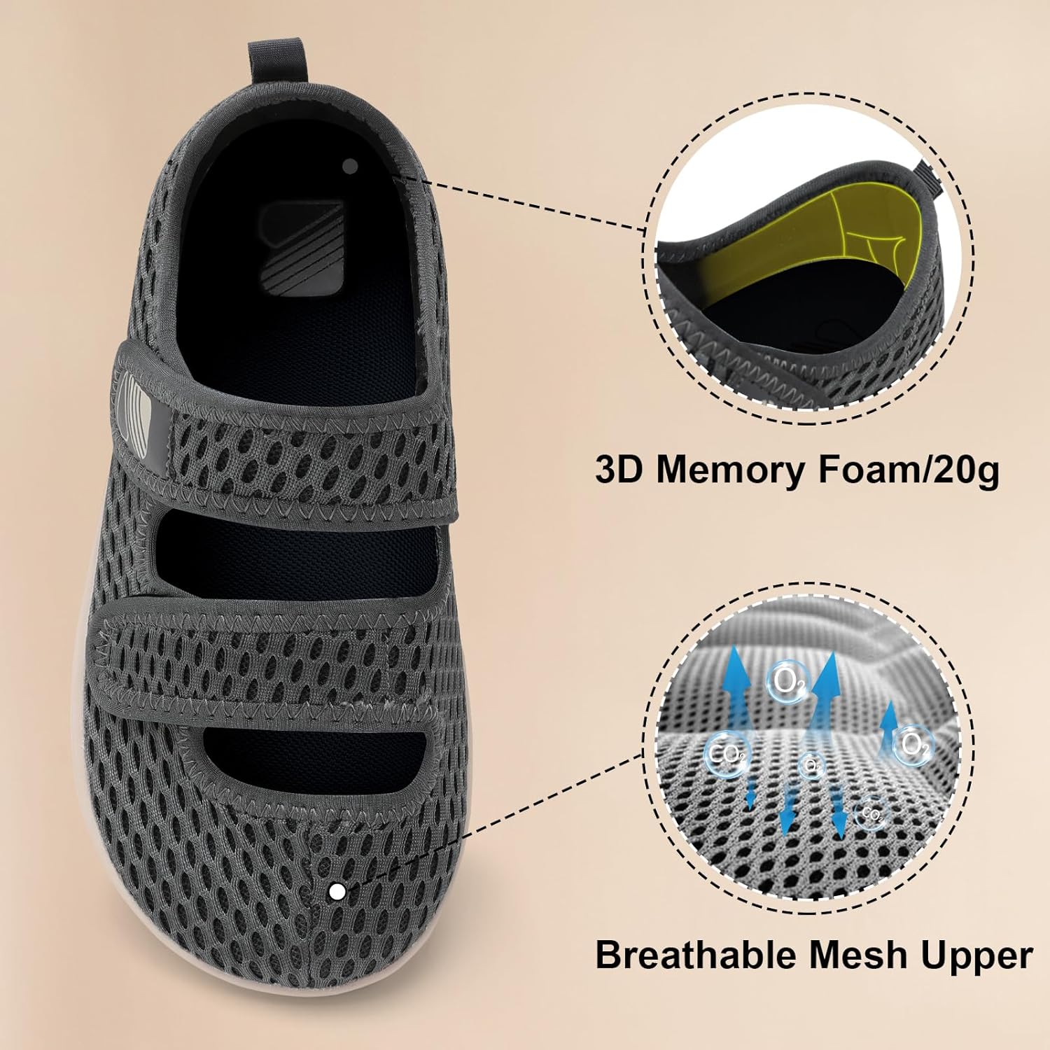 Besroad Womens Walking Shoes Wide Diabetic Adjustable Barefoot Casual...
