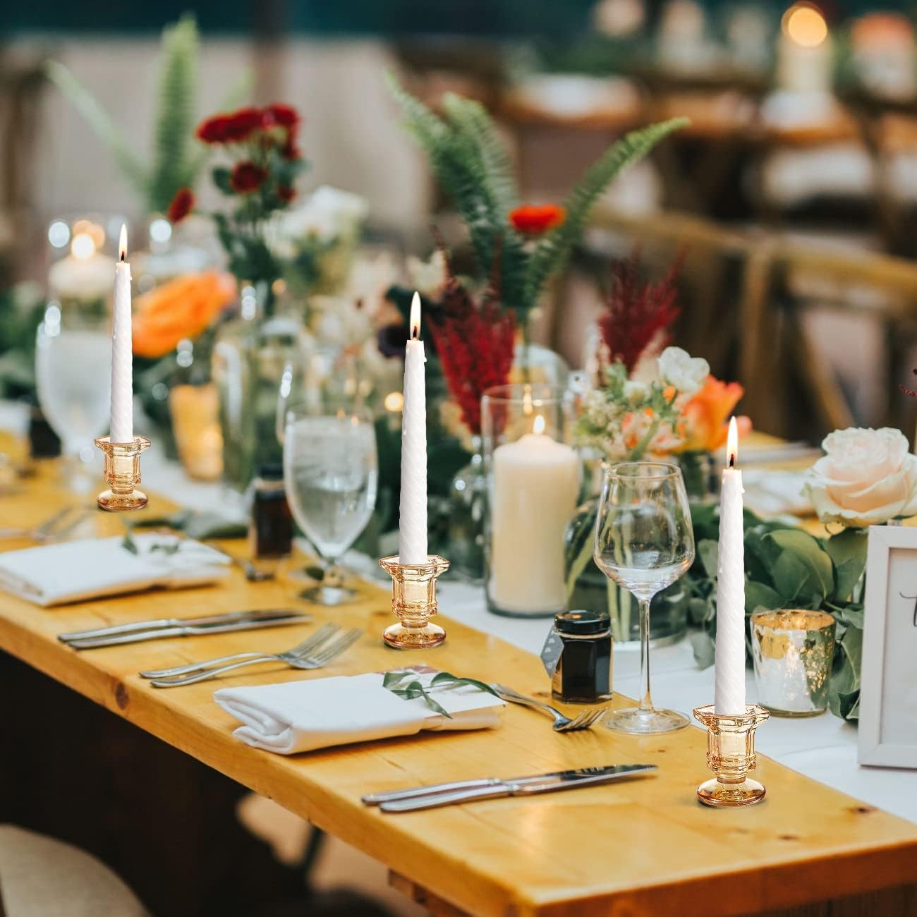 Glass Candle Holders Set, 12 Pcs Gold Candlestick Holders Bulk, Taper Candle Holders for Wedding, Festival Table Centerpiece,Home Decoration - Image 7