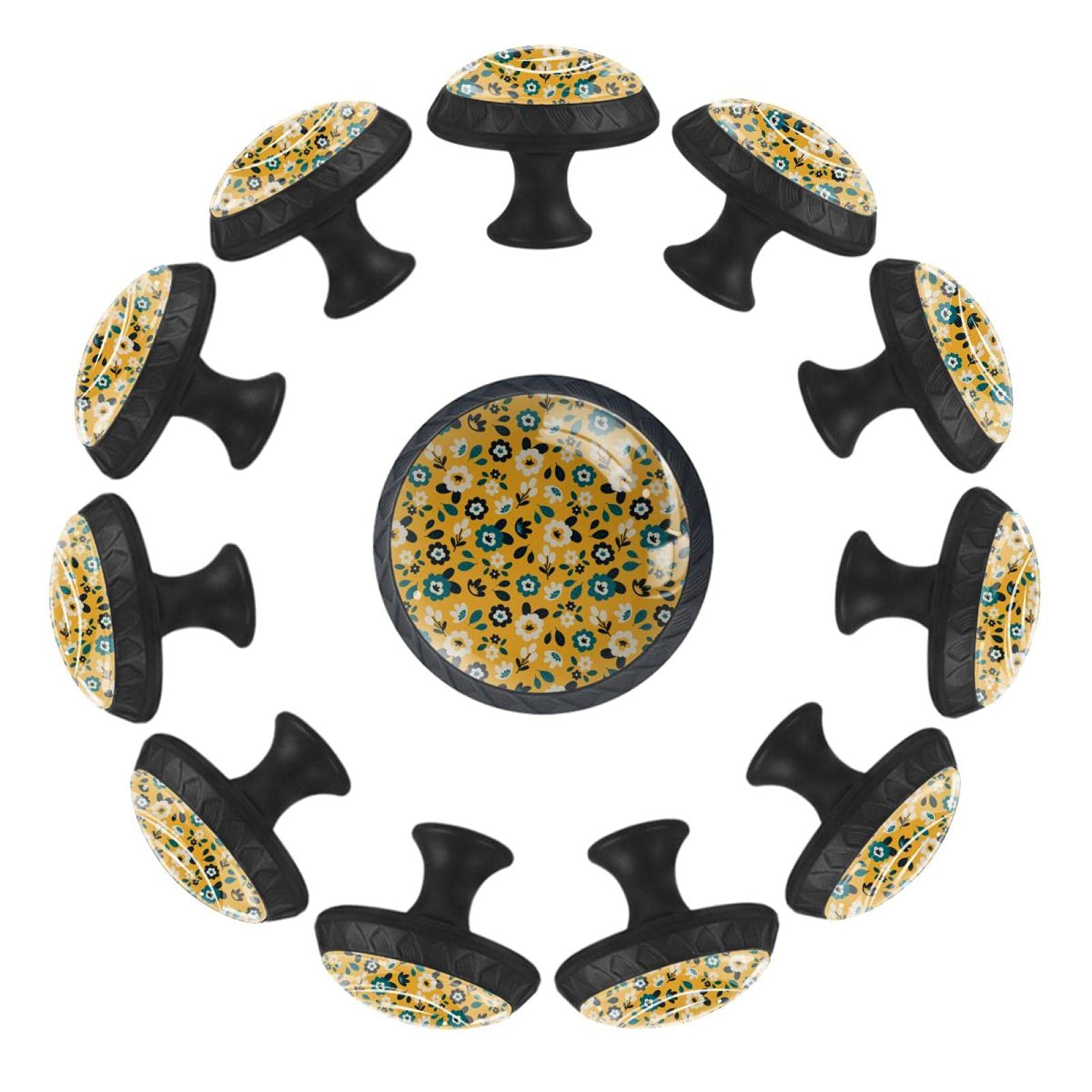 Bouton de tiroir fleur pour crèche et chambre d'enfant lot de 12 jaune