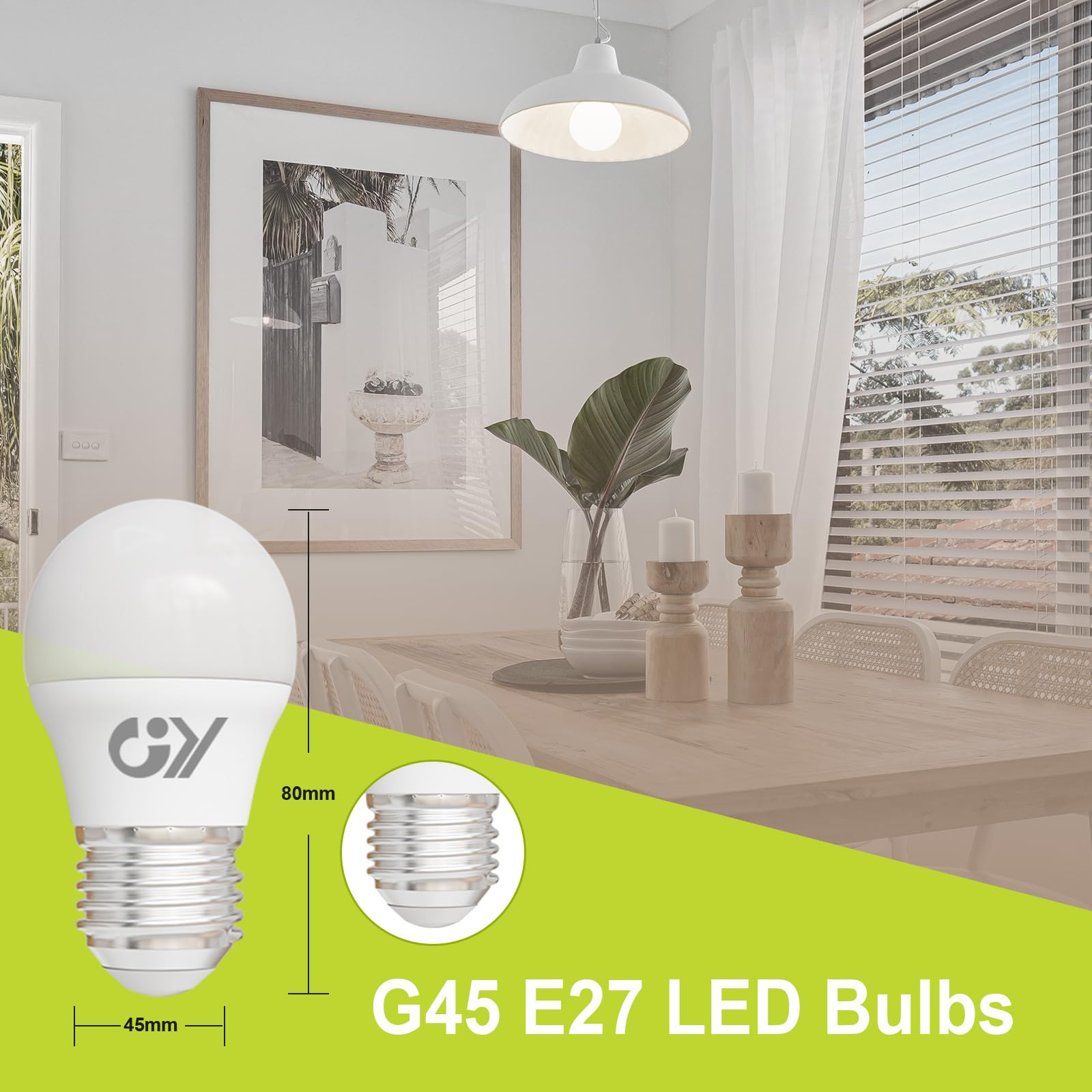 GY Lampadine LED E27, 4.9W (equivalenti a 60W), Lampadine LED Attacco Piccolo G45, 4000K Luce Naturale, 807 Lumen, Lampadine Risparmio Energetico Bianco Neutro, Certificazione CE, 12 Pezzi
