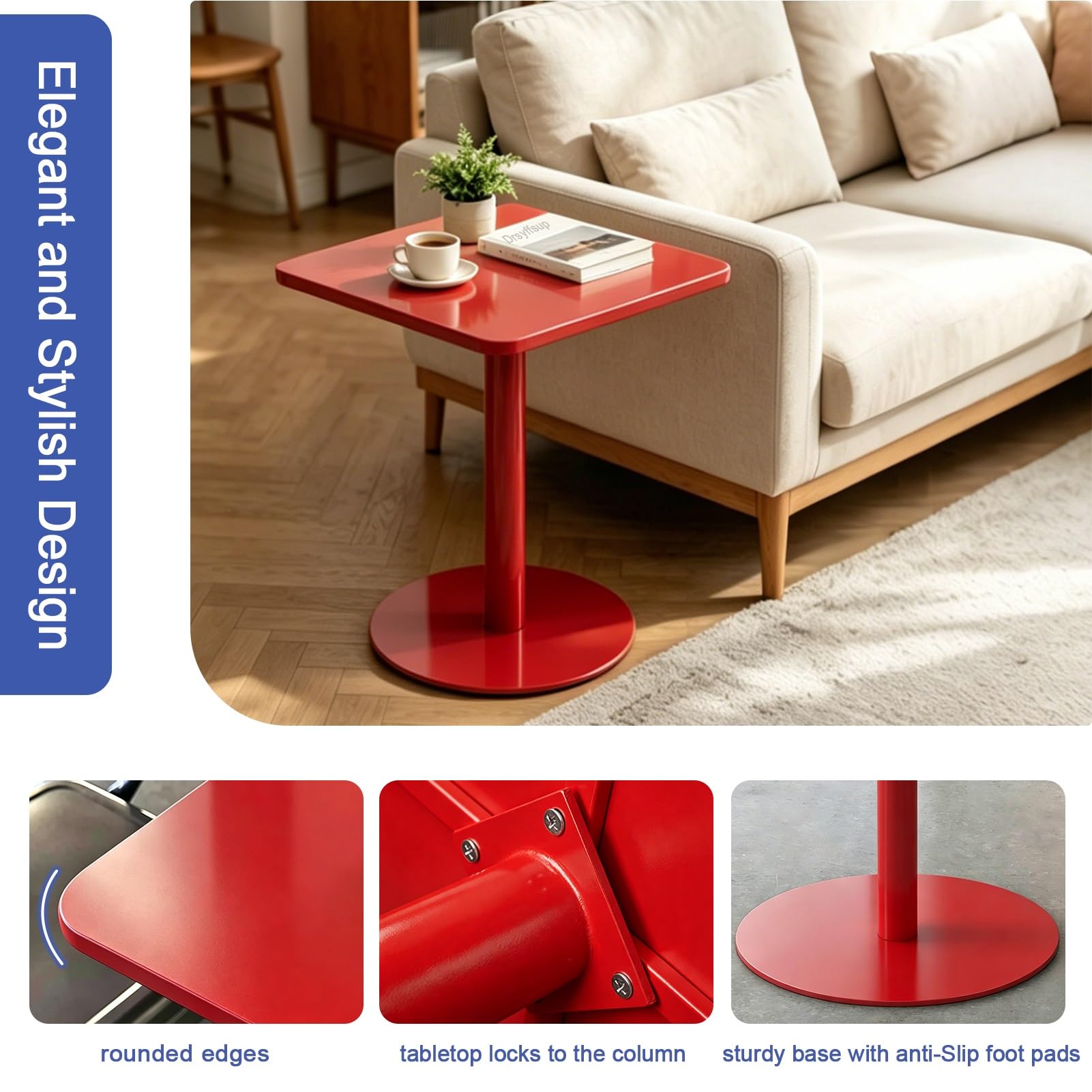 Mesa de bar cuadrada de hierro forjado para bistró, pub, cóctel, sofá pequeño, escritorio de negociación para té con leche y tienda de postres, diseño compacto para uso versátil