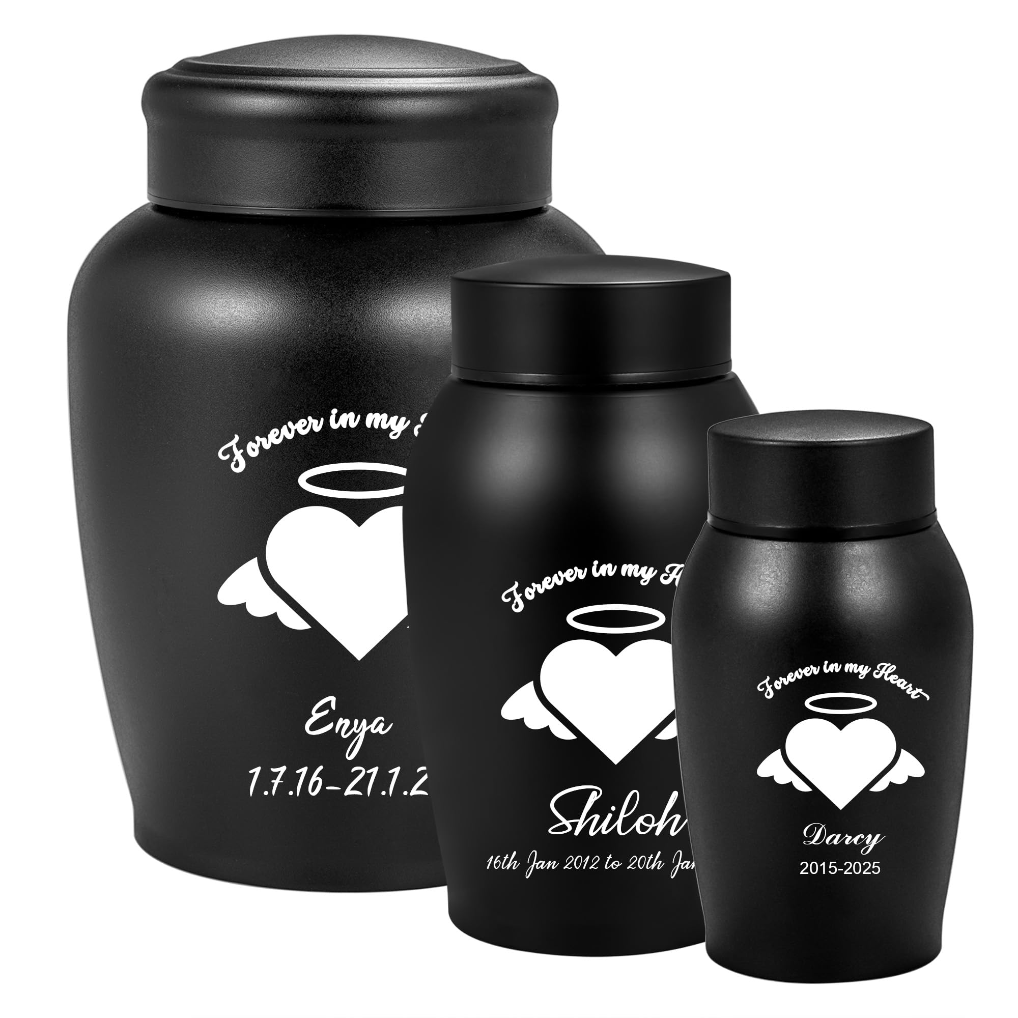 Personalized Memorial Urn “Forever in My Heart” - Custom Engraved Stainless Steel Keepsake for Human Ashes, Pet Urn for Dog or Cat
