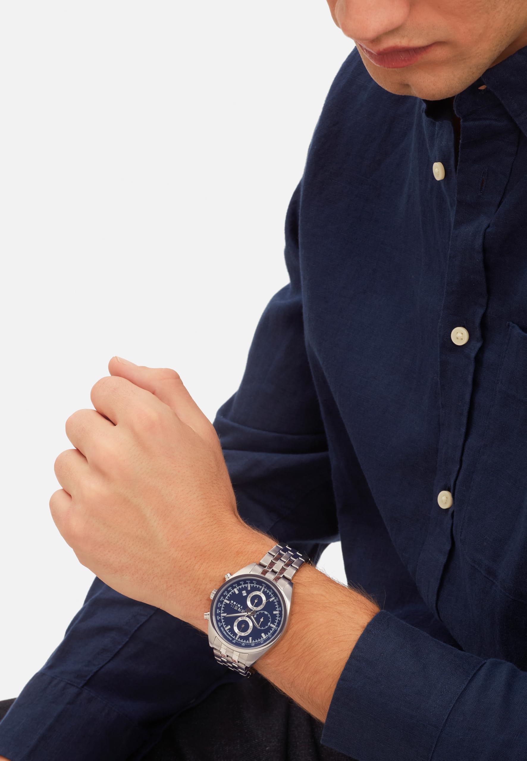 Breil, Collezione Sky Volt, Cronografo Uomo Ispirato al Mondo dell'Aviazione, Cassa 42 mm in Acciaio Bilux, Vetro Minerale, Bracciale in Acciaio 5 Maglie, Chiusura con Pulsanti