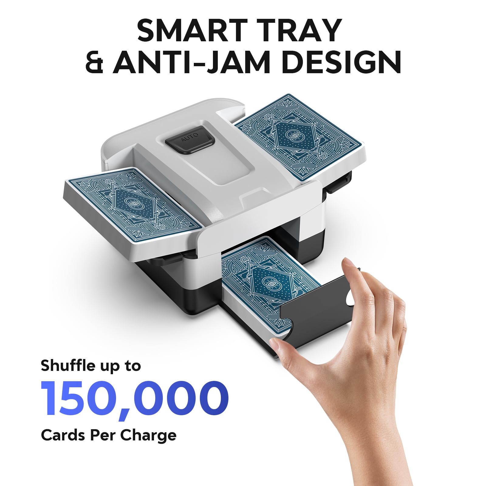 Mélangeur de Cartes Automatique Électrique pour 1-2 Jeux - Batterie 2000mAh Rechargeable USB-C - Compatible Poker, Belote, UNO, Blackjack, Texas Hold'em