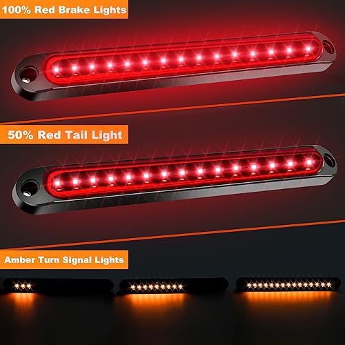 Miniatura 2 de FOUFLY 2 luces traseras LED de 12 V-24 V, 30 luces LED rojas y amarillas, luz de freno de remolque, señal de giro, luz de identificación secuencial,