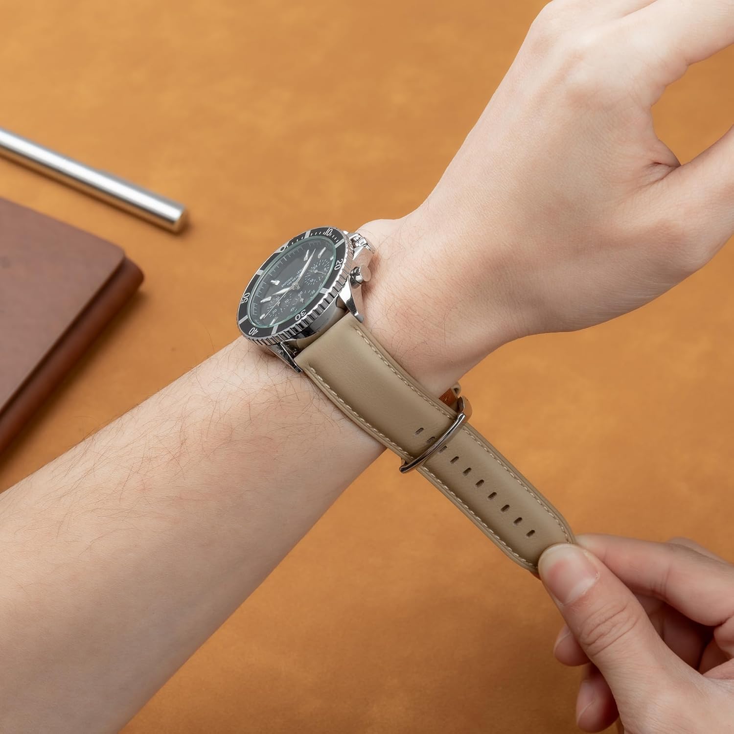 Leather Watch Band Strap Quick Release, Soft Padded Top Grain Nappa Leather Wrist band for Men Women, Choice of Width 18mm 19mm 20mm 21mm 22mm Replacement band for Watch & Smartwatch