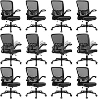 Vista 15 de Sillas de escritorio de oficina con ruedas, silla ergonómica de malla con soporte lumbar de altura ajustable, silla giratoria para computadora