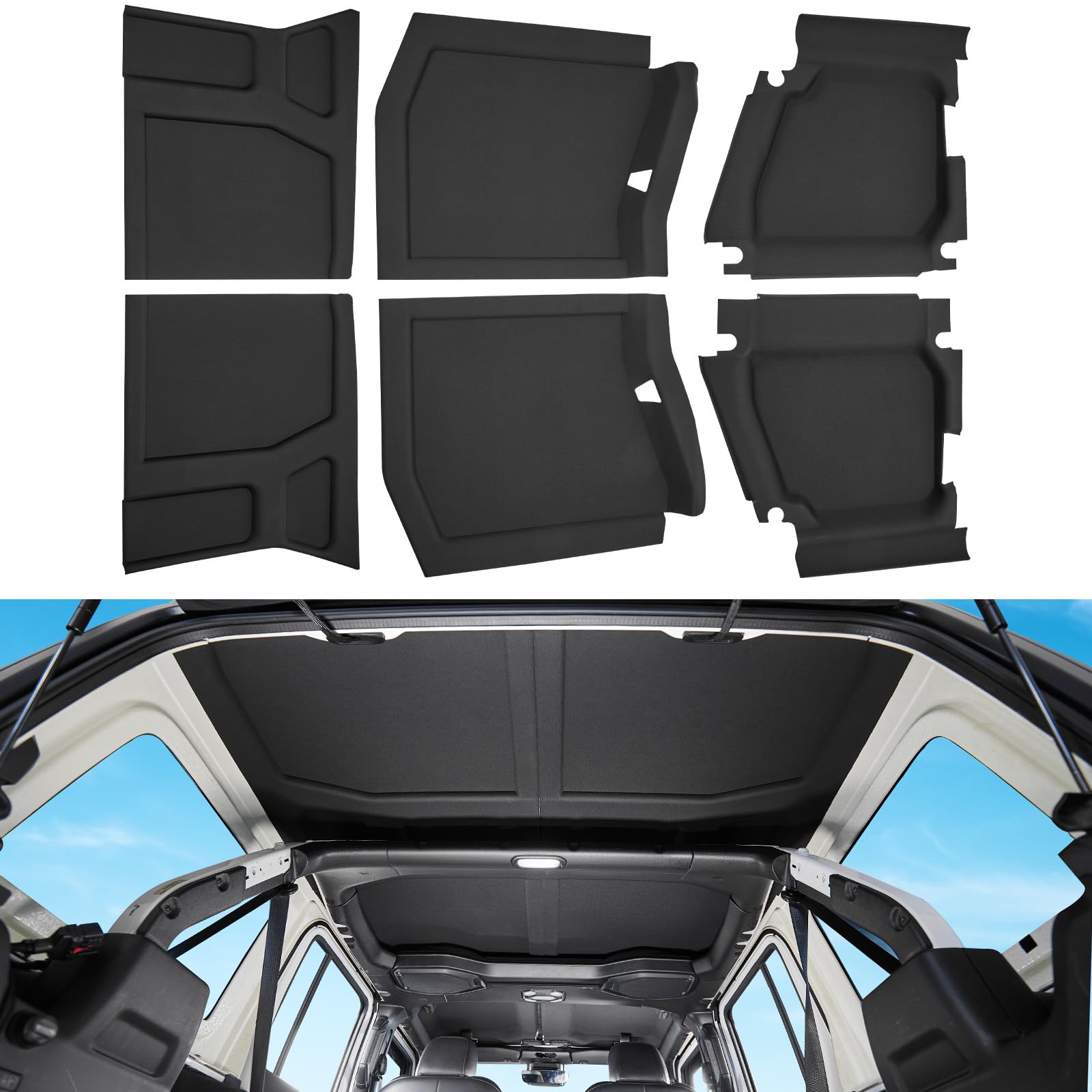 JOYTUTUS Roof Headliner Compatible with Wrangler JL 4-Door 2018+ | 5-Layer Noise & Heat Reduction | 22°C Cabin Cooler