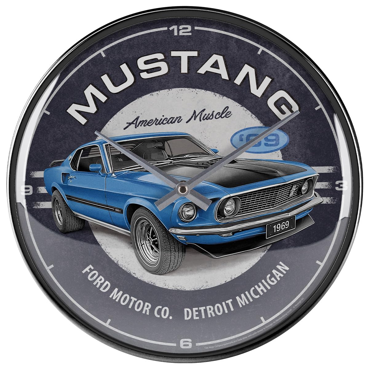 Horloge rétro Ford Mustang en métal bombé Ø 31 cm au design vintage authentique Nostalgic-Art