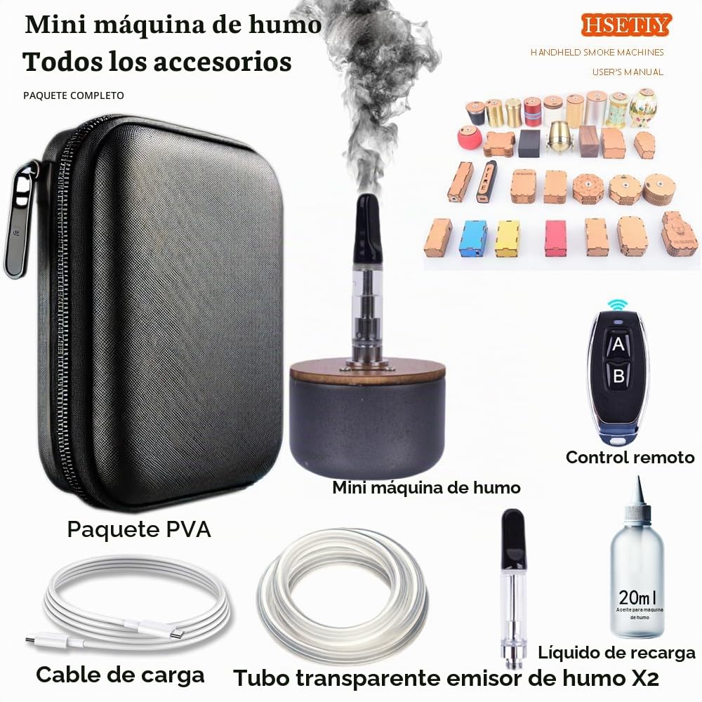 Máquina de humo, mini máquina de humo, máquina de humo portátil, producción de filmación, cosplay, control remoto inalámbrico (negro pequeño)