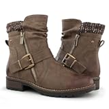 Women's Combat Boots Fashion Side Zipper Buckle Ankle Booties