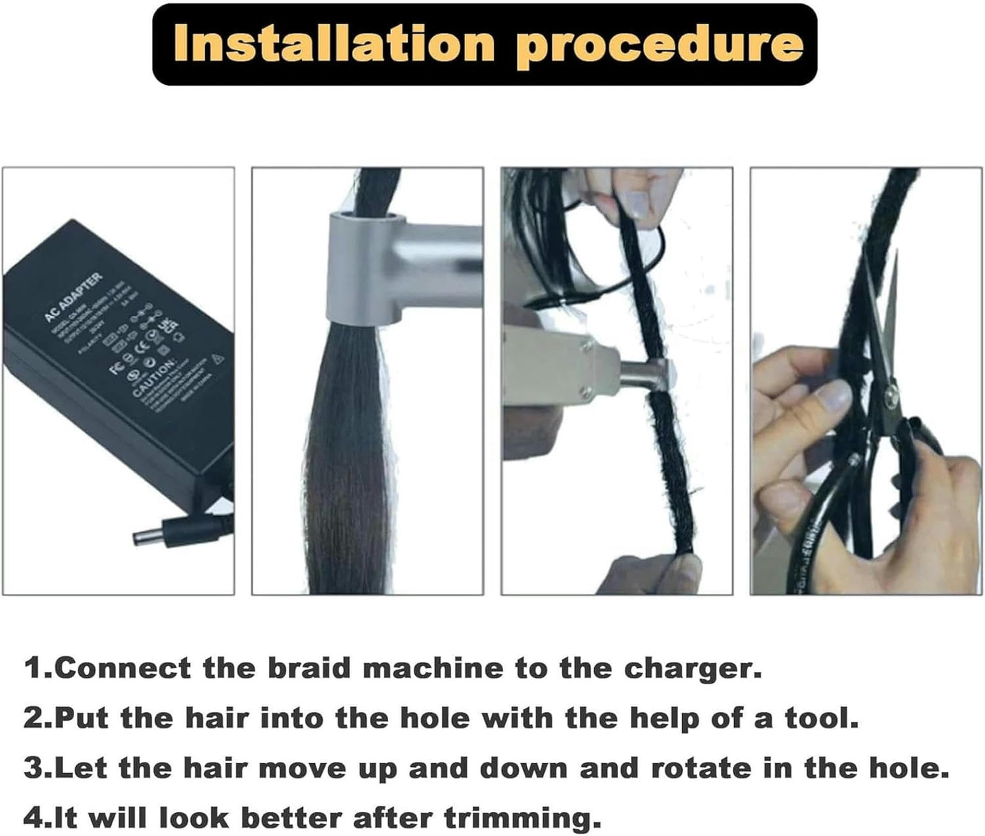 Kit de Herramientas para rastas, máquina de Ganchillo para Hacer rastas de Acero Inoxidable con 6 Cabezales, máquina eléctrica para Hacer Trenzas de Ganchillo con rastas