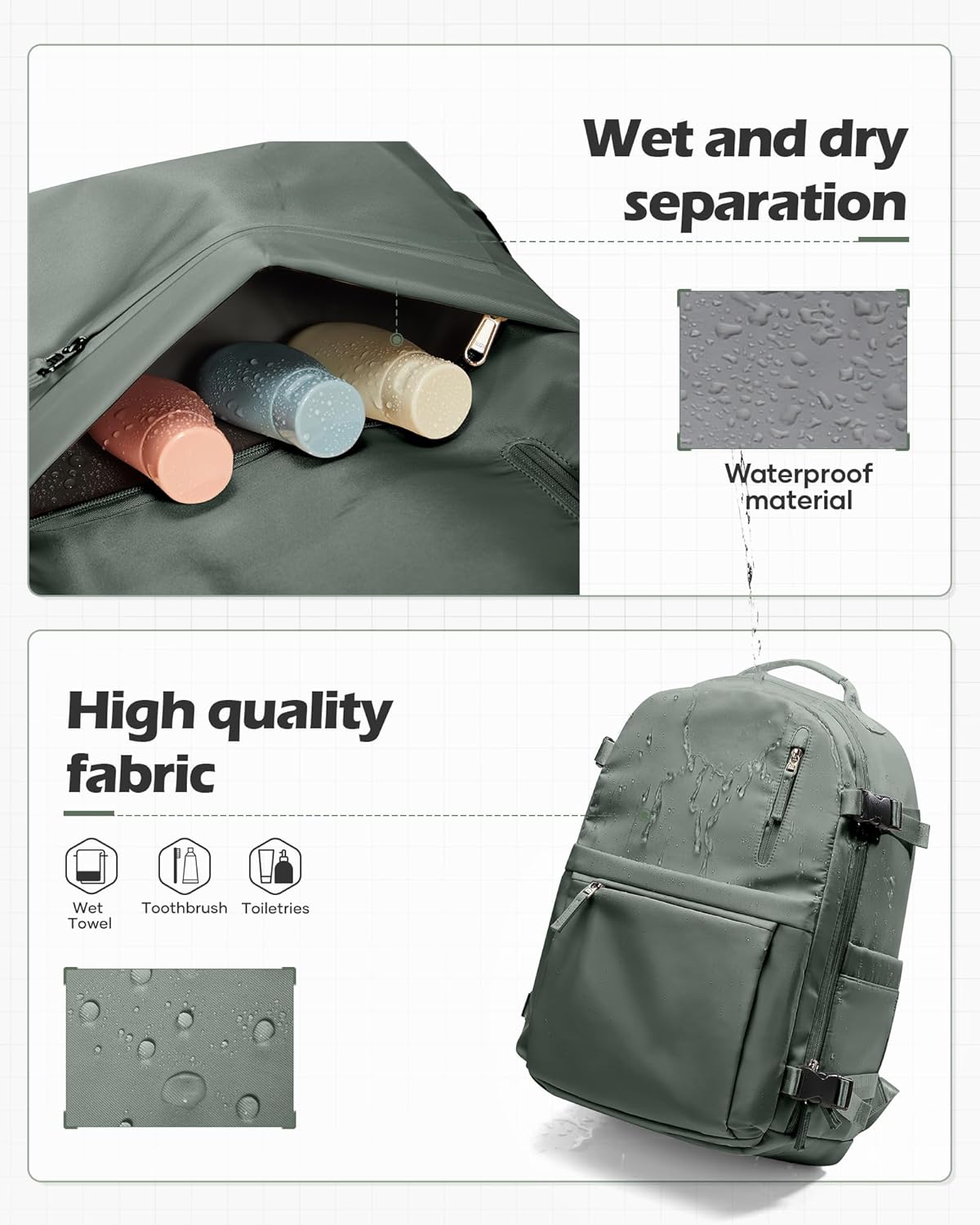 Vacuum Backpack Travel with Pump Women, Carry On Laptop Compression Backpacks Flight Approved, Mochila de Viaje Compresion al Vacio, Waterproof Travel Backpack with Vacuum System Men(green)