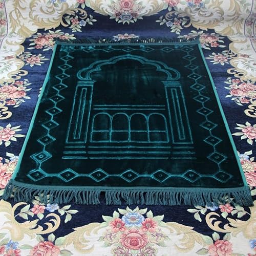 Miniatura 3 de Alfombra de oración musulmana de franela gruesa en relieve, alfombra de oración turca, alfombra de oración islámica, cuentas de rosario para hombres