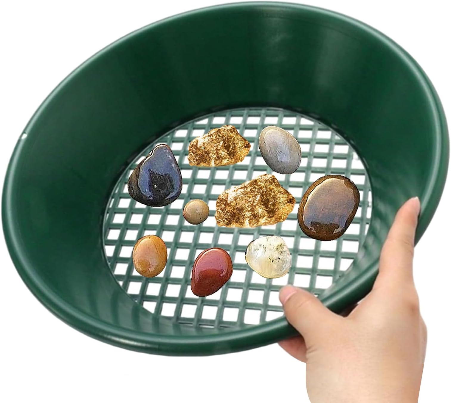 Gold Mining Pan,Gold Panning Sifter Mining Tool | 14 Inch High Recovery Rate Precision Mesh Metal Tool for Geologist Hobbyist Beginner Family Activity Prospecting
