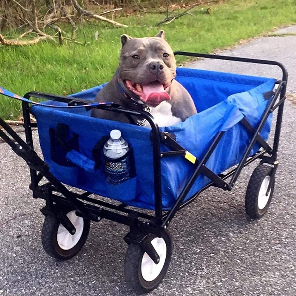 Outdoor Folding Utility Wagon Collapsible Camping Wagon Heavy Duty Garden Cart Portable Utility Trolley Adjustable Handle Load 60kg / 132lbs