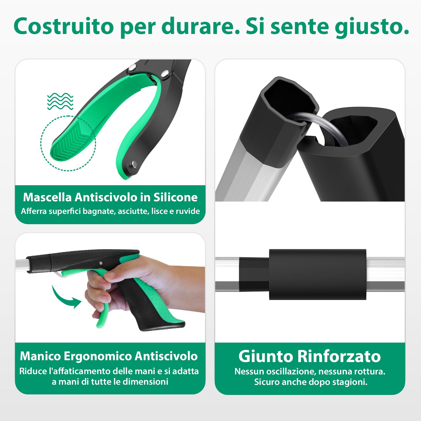 Set 4 Pinza Raccogli Oggetti da 81 cm-Bastone prensile Pieghevole | Per anziani, adulti e disabili, pinza telescopica prendi oggetti con testa rotante a 360° punta magnetica