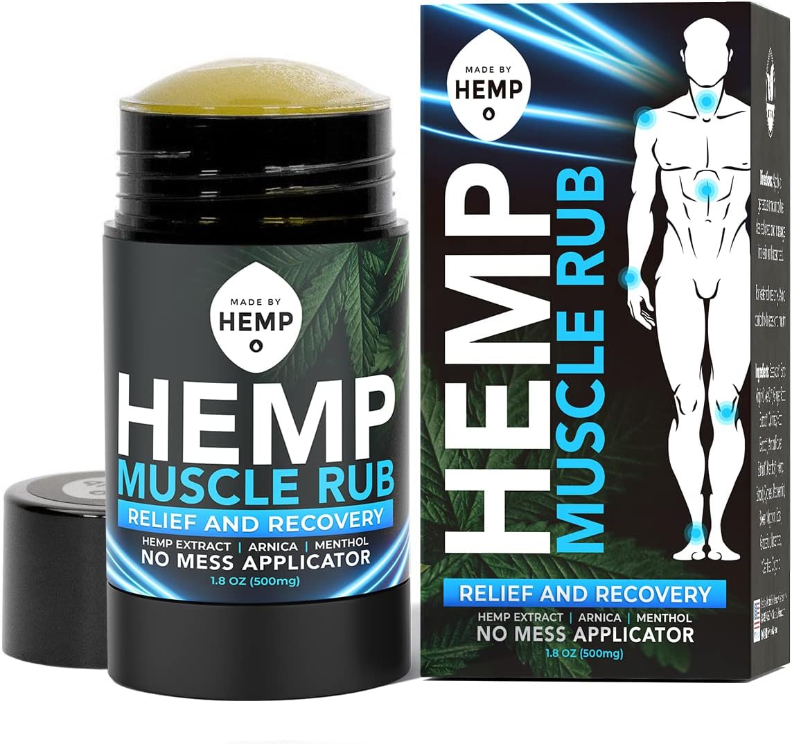 Hemp Roll On Pain Relief Stick for Back Knee Joint Natural Blend with Arnica Menthol Ginger Non Greasy Balm for Inflammation Muscle Soreness Recovery Soothing Support Formula Made by Hemp 1.8oz