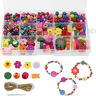 NewZC Girls Beads Bracelet Making Kit con 400 Pieces Colorful Wooden bea...