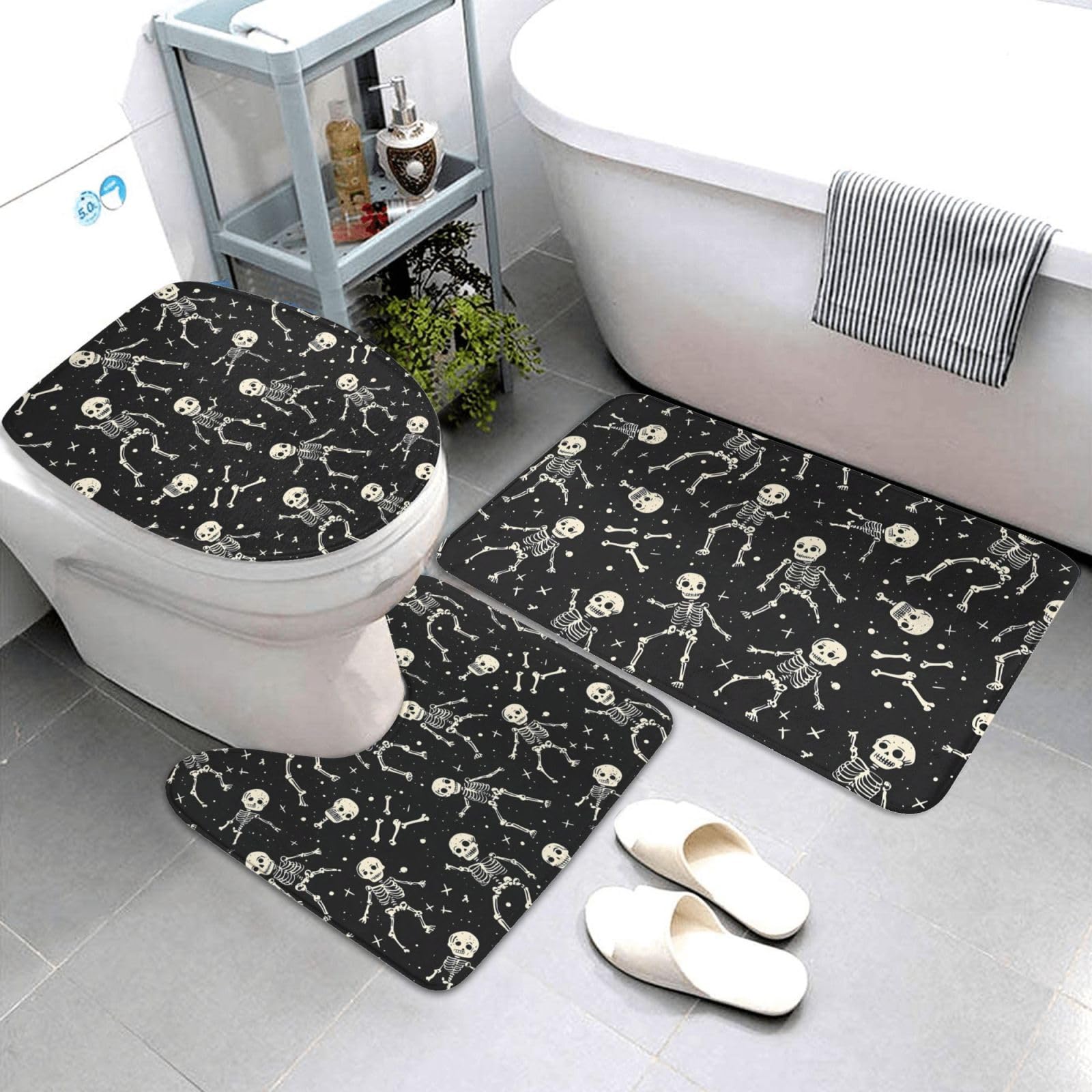 Tapis de salle de bain tête de mort mignon pour une décoration originale et pieds au sec