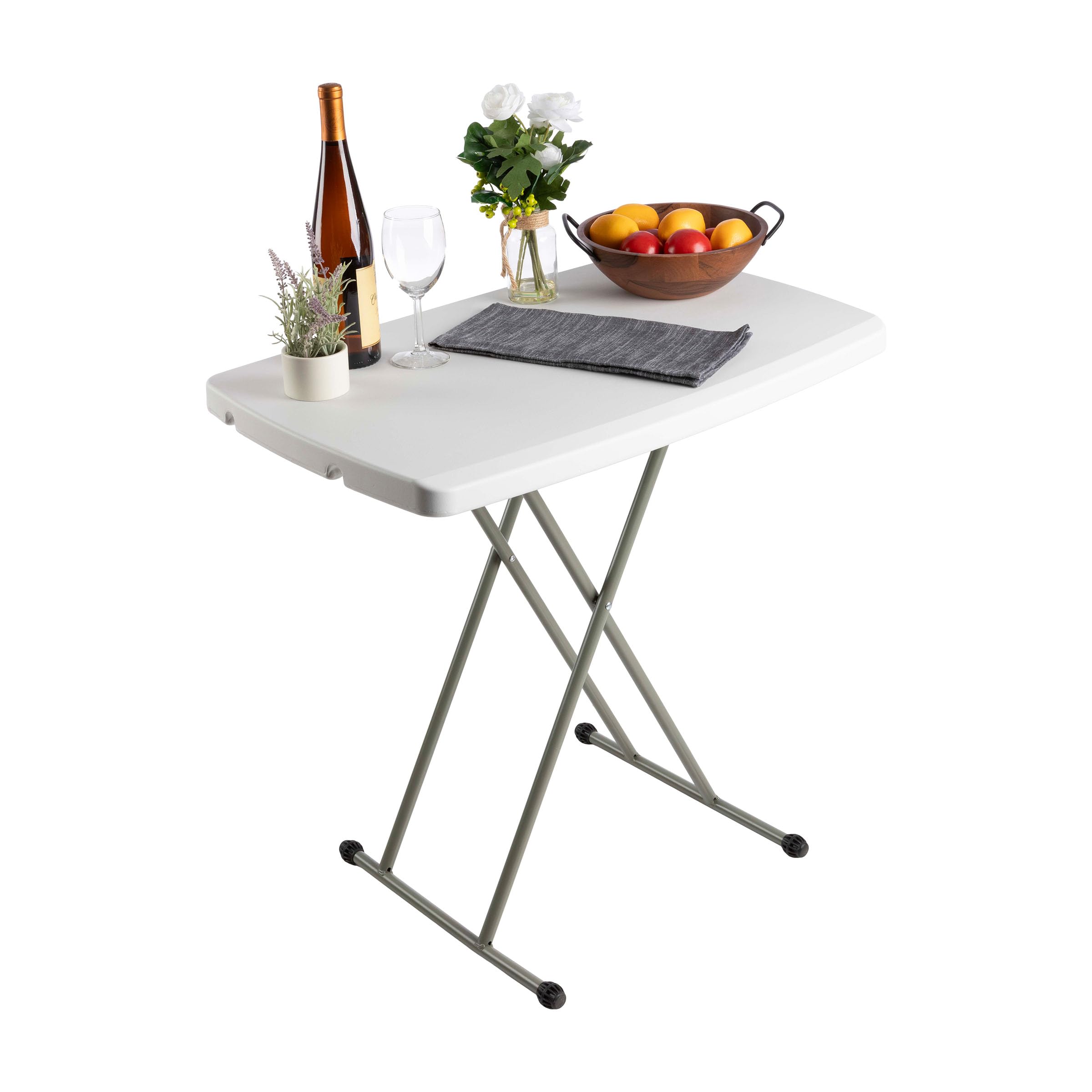 Lavish Home Portable Folding Tables - Lightweight Portable Folding Desk with Adjustable Height - Small Plastic Table for TV Tray, Playing Cards, and