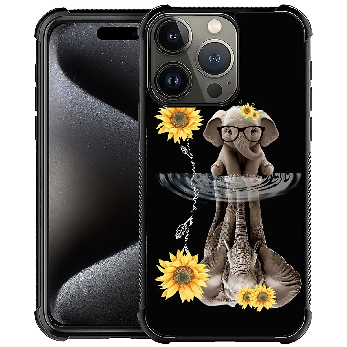 CARLOCA Compatible iPhone 16 Pro Case, Sunflower Elephant Design, Slim-fit & Lightweight, Shockproof & Anti-Scratch, Clear Color, Enhanced Protection