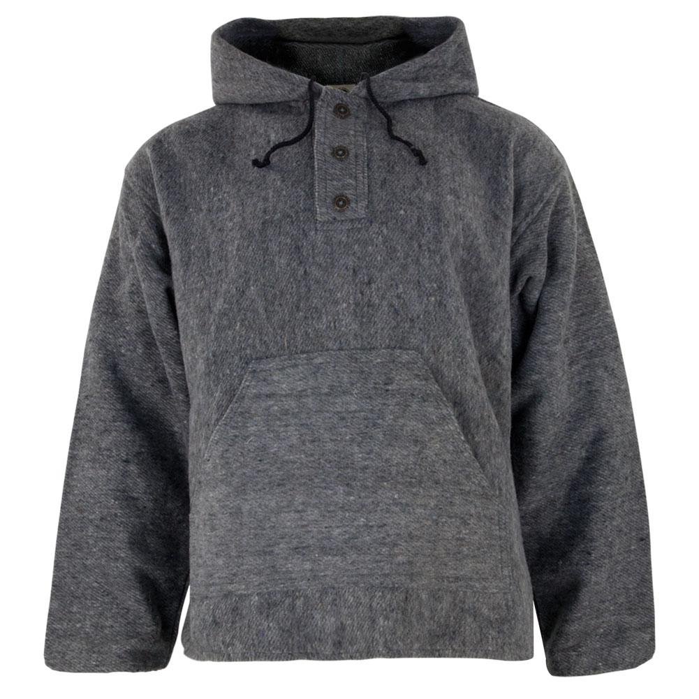 Old GloryEarth Ragz - Hooded Button Neck Grey Pullover Jacket
