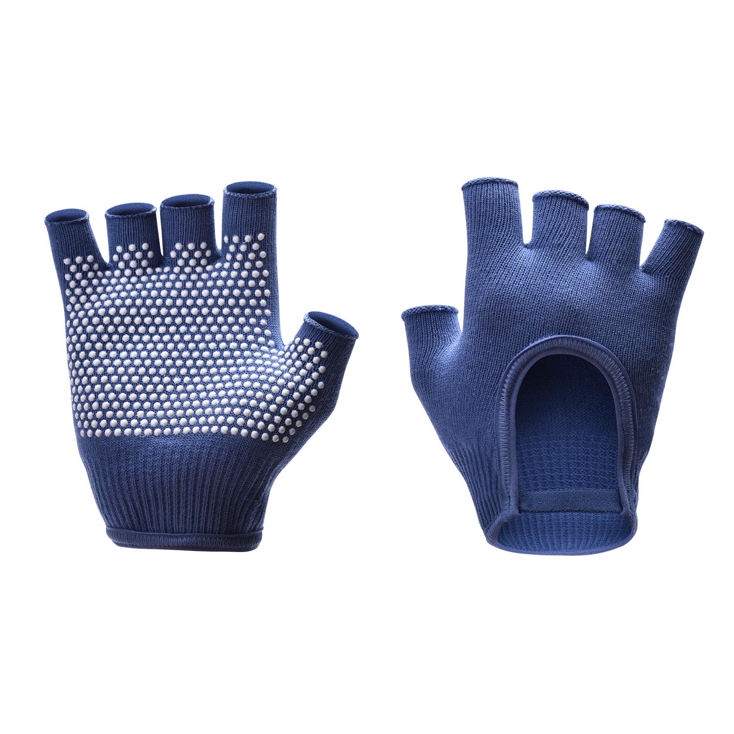 oasymala Non-Slip Fingerless Yoga Gloves – Ideal for Pilates, Barre, Air Yoga, and Fitness Workouts – Breathable Fabric with Enhanced Grip for Stability (Dark Blue)