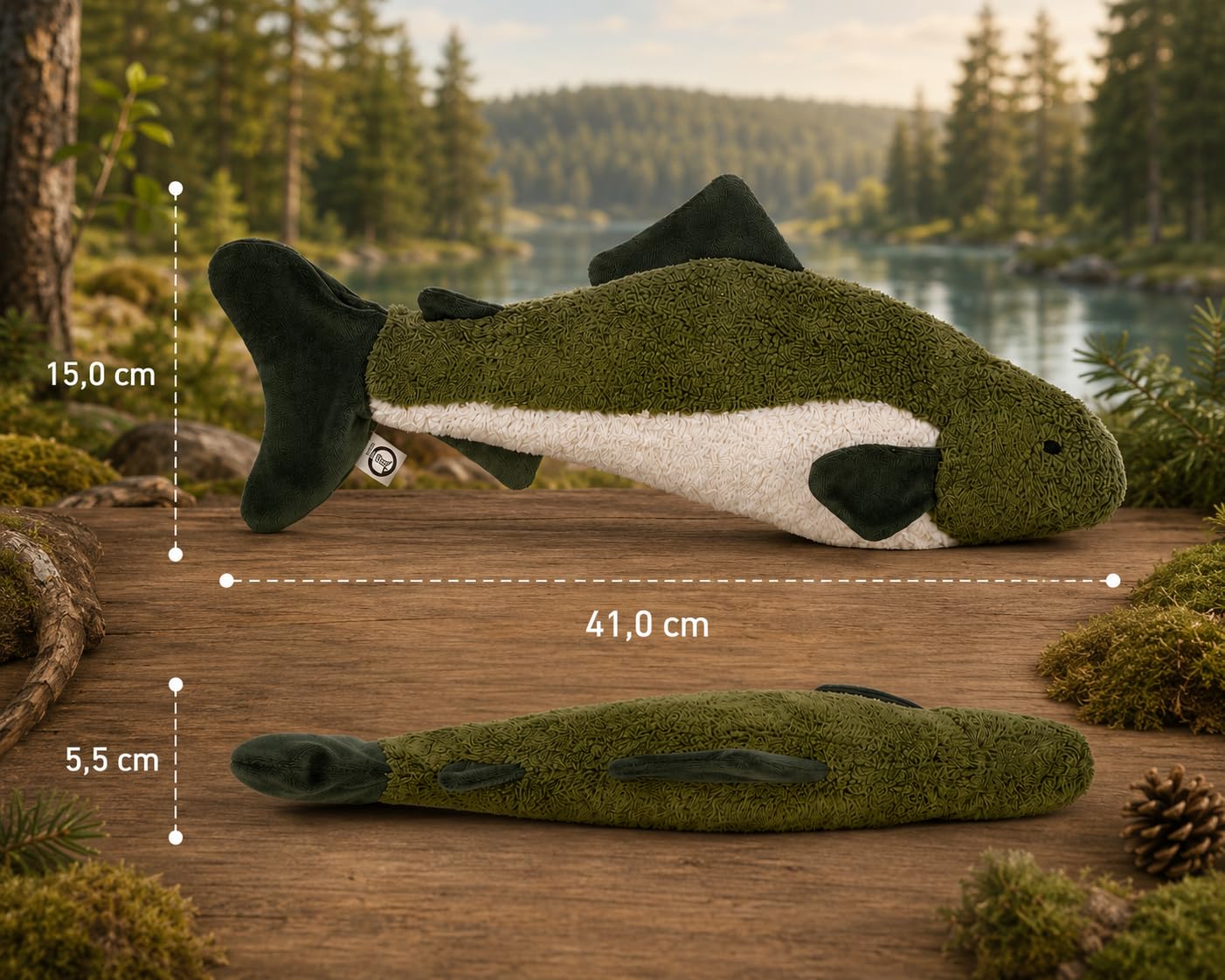 Senger Naturwelt Kuscheltier Fisch klein | tannengrün | Wärmekissen mit Füllung aus Deutschland ab 3 Monaten