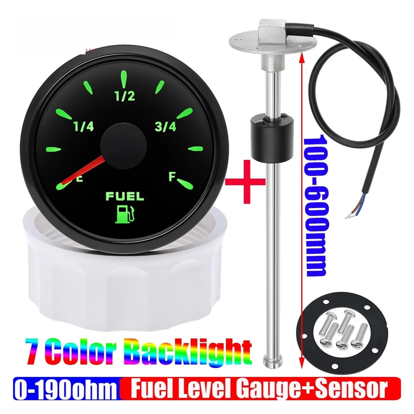 Indicatore Livello Carburante Digitale Per Barca - 2 Pollici, 190 Ohm, Retroilluminazione 8 Colori - Foto 8