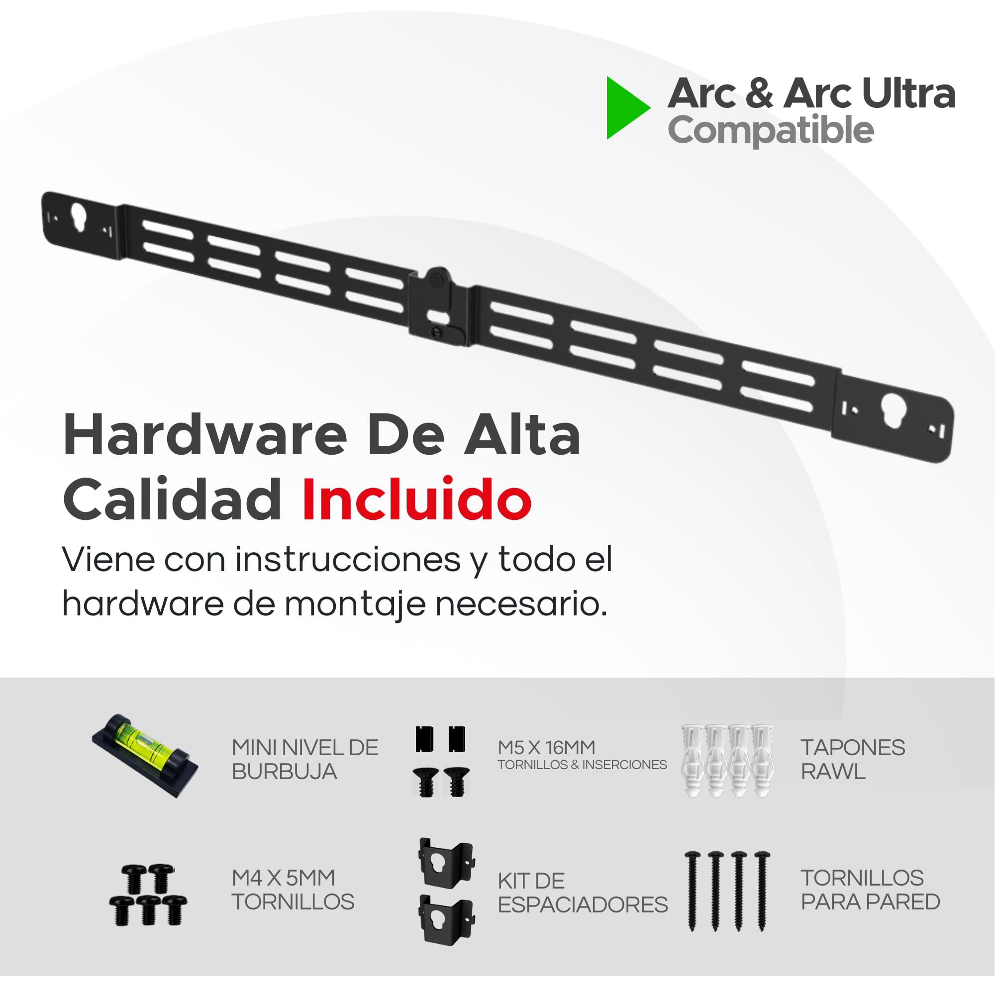 Soporte de Pared Soundbass ARC, Negro, Compatible con Sonos ARC y ARC Ultra, Ajustable en Profundidad, Todo el Hardware Incluido, Diseñado en el Reino Unido